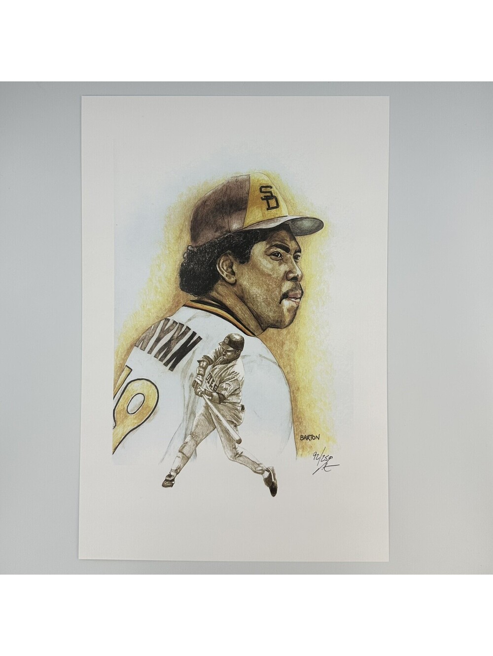 Tony Gwynn Signed 12x18 LE Lithograph by Brian Barton #92/250 COA MLB Padres